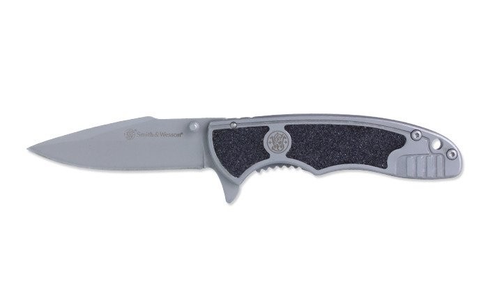 Smith&Wesson - Noz-skladany-Drop-Point-SilverBlack-Handle - 1084306