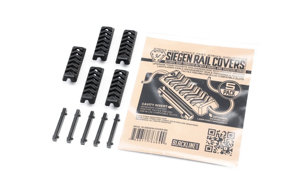 Strike Industries - Ochronne-zaslepki-SIEGEN-Rail-Covers-do-otworow-M-LOK - 5 szt. - Czarne - SI-SIEGEN-COVER-BK