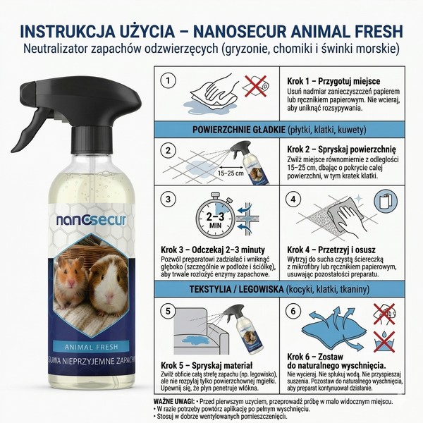 Nanosecur Animal Fresh usuwanie nieprzyjemnych zapachów gryzoni