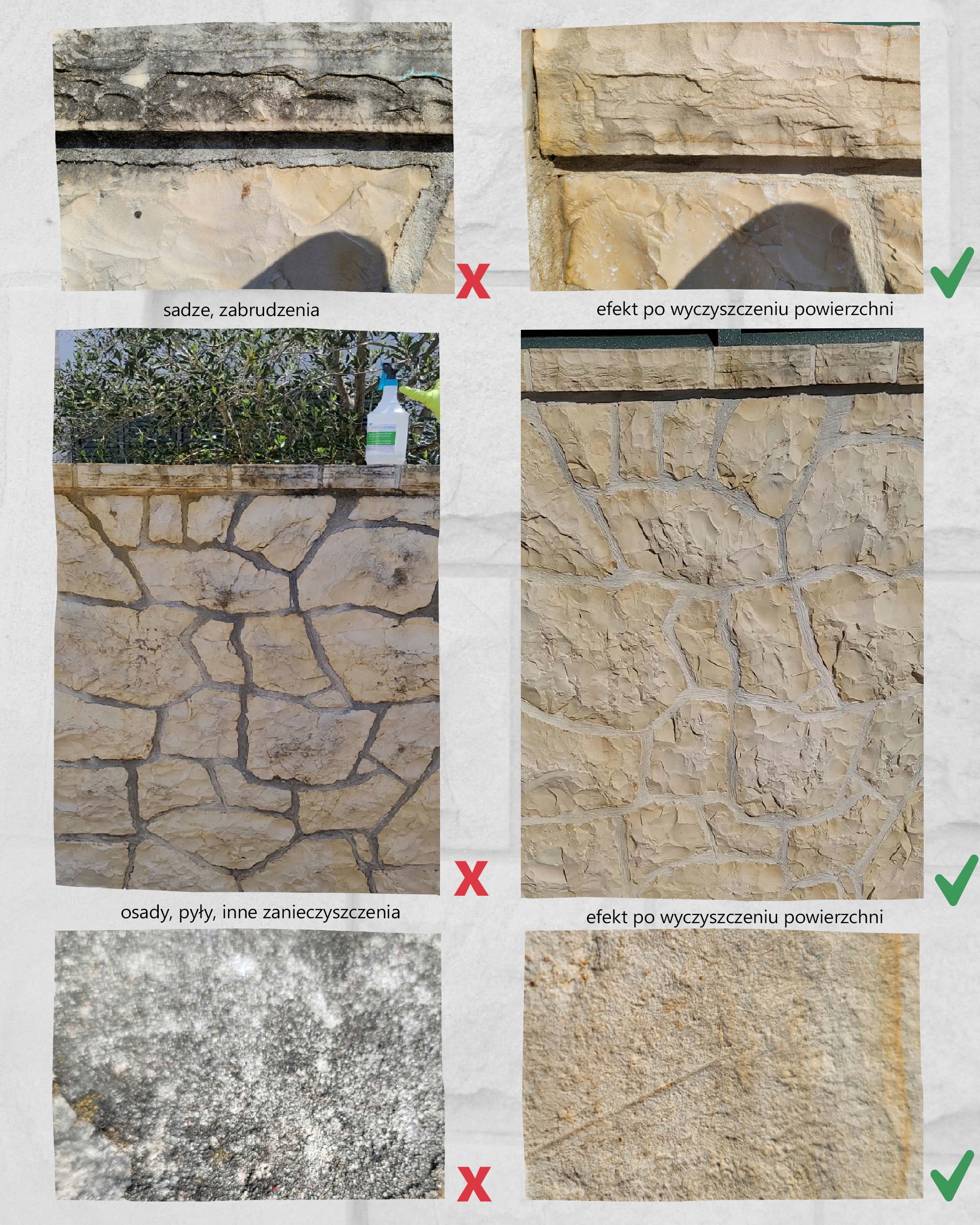 Zestaw do czyszczzenia piaskowca efekt po 5 latach 